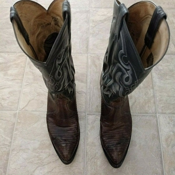 Vintage Tony Lama Lizard Cowboy Boots Size 9.5 D - Picture 3 of 7
